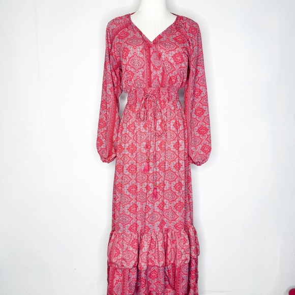 Boemo Anthropologie Faux Wrap Floral Midi Dress Size Small Petite - Picture 2 of 6
